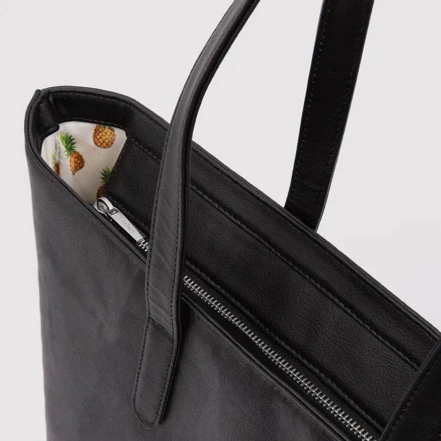 Sequoia Piñatex Leather Vegan Zip Tote | Black
