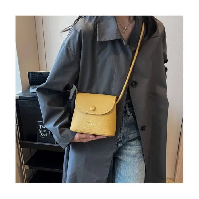 Set: Faux Leather Lettering Tote Bag   Flap Crossbody Bag