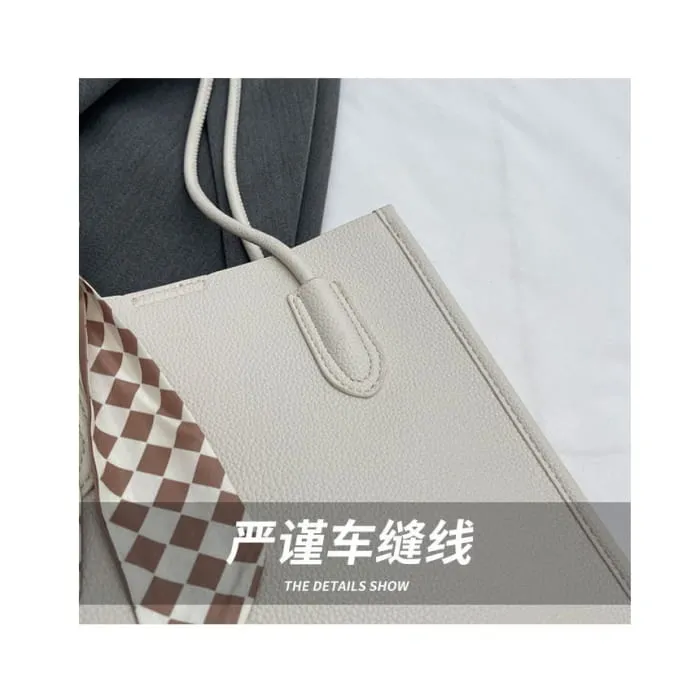 Set: Faux Leather Lettering Tote Bag   Flap Crossbody Bag