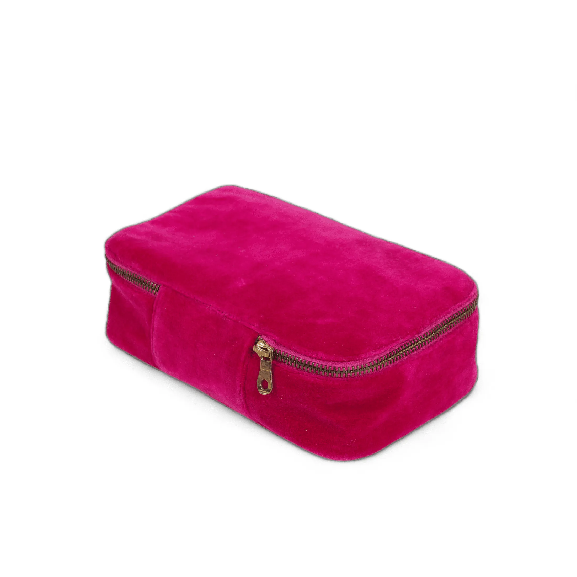 Set of 2 nesting boxes in Fuschia colour velvet - travel accessory