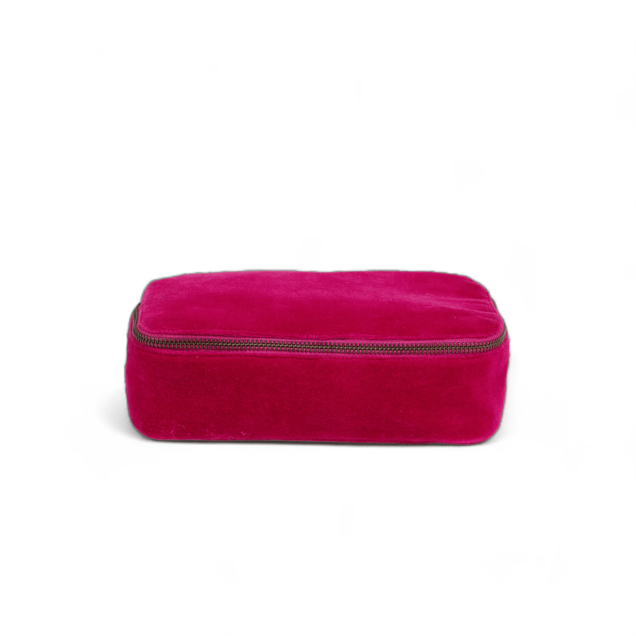 Set of 2 nesting boxes in Fuschia colour velvet - travel accessory