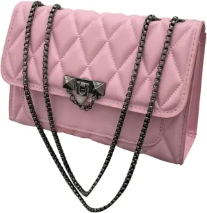 SHENHE Women's Quilted Leather Shoulder Bag Buckled Clutch Purse Small Crossbody Bags with Chain