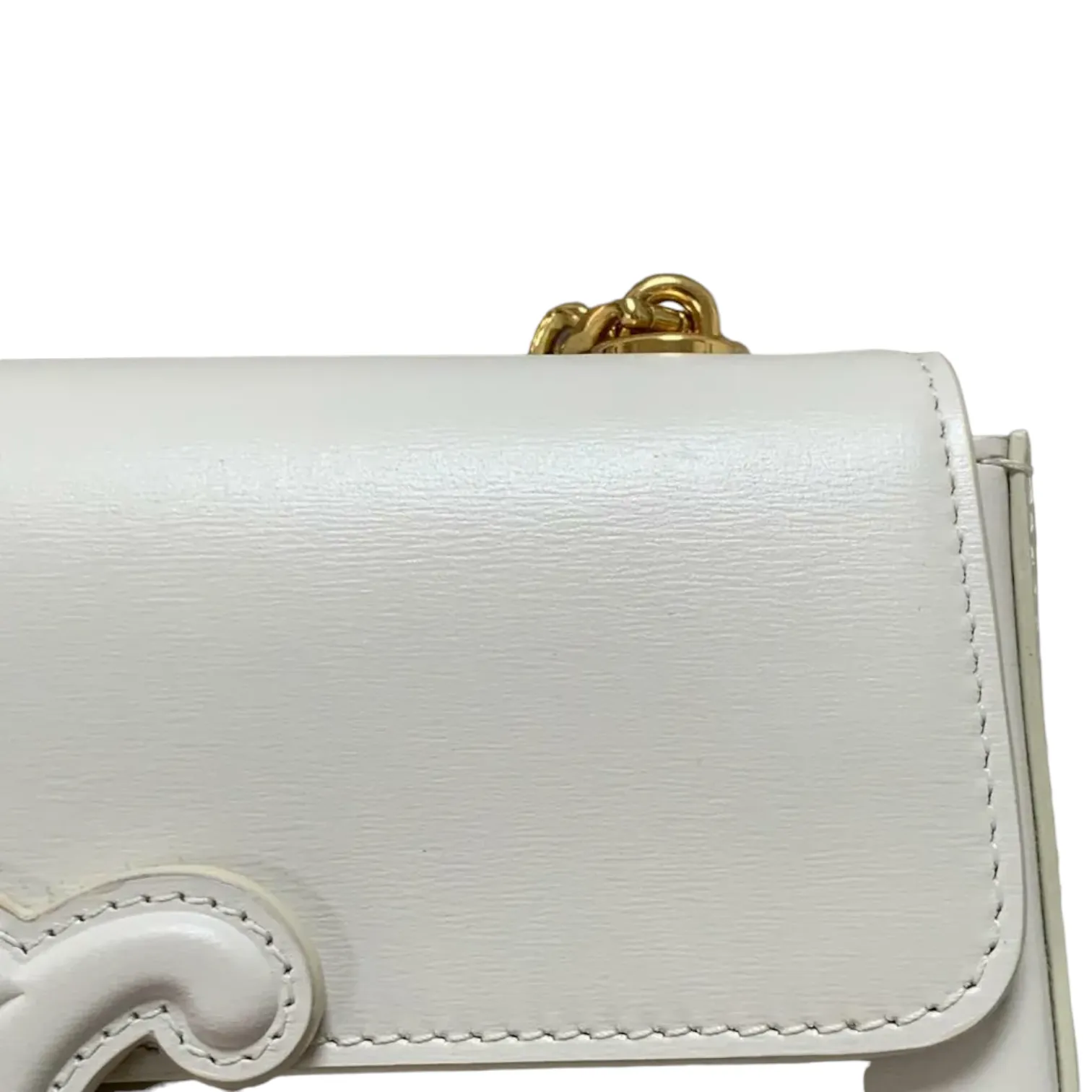 Shiny Calfskin Cuir Triomphe Chain Bag White GHW