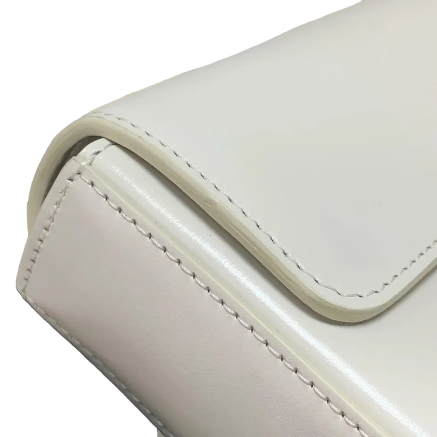 Shiny Calfskin Cuir Triomphe Chain Bag White GHW