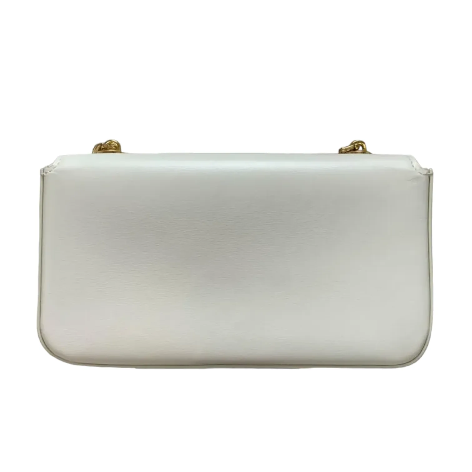 Shiny Calfskin Cuir Triomphe Chain Bag White GHW