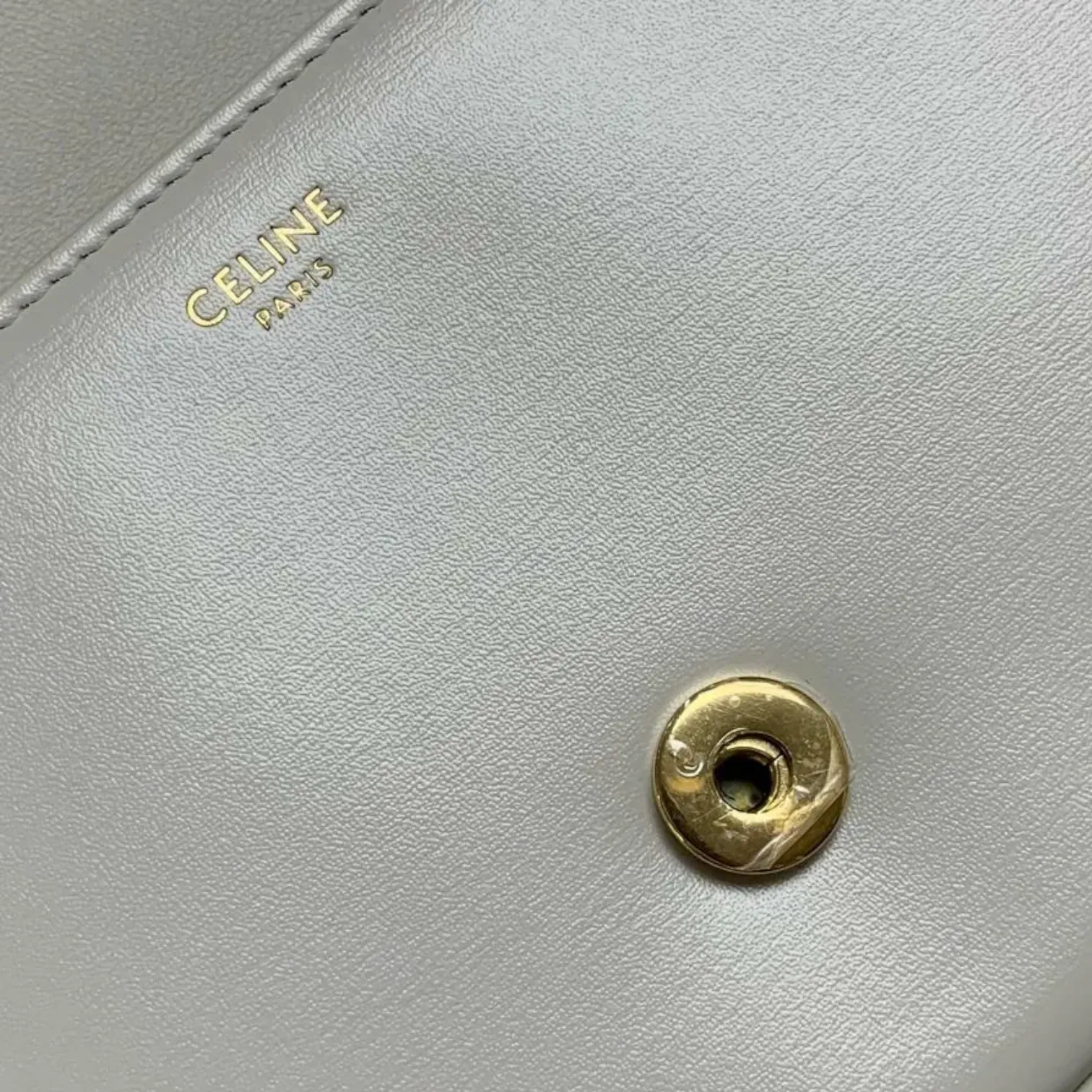 Shiny Calfskin Cuir Triomphe Chain Bag White GHW