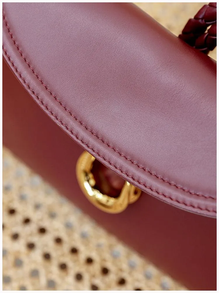 Silky Lambskin Leather Braided Rope Buckle Shoulder & Crossbody Bag | Elegant Handle Party Bag for Women