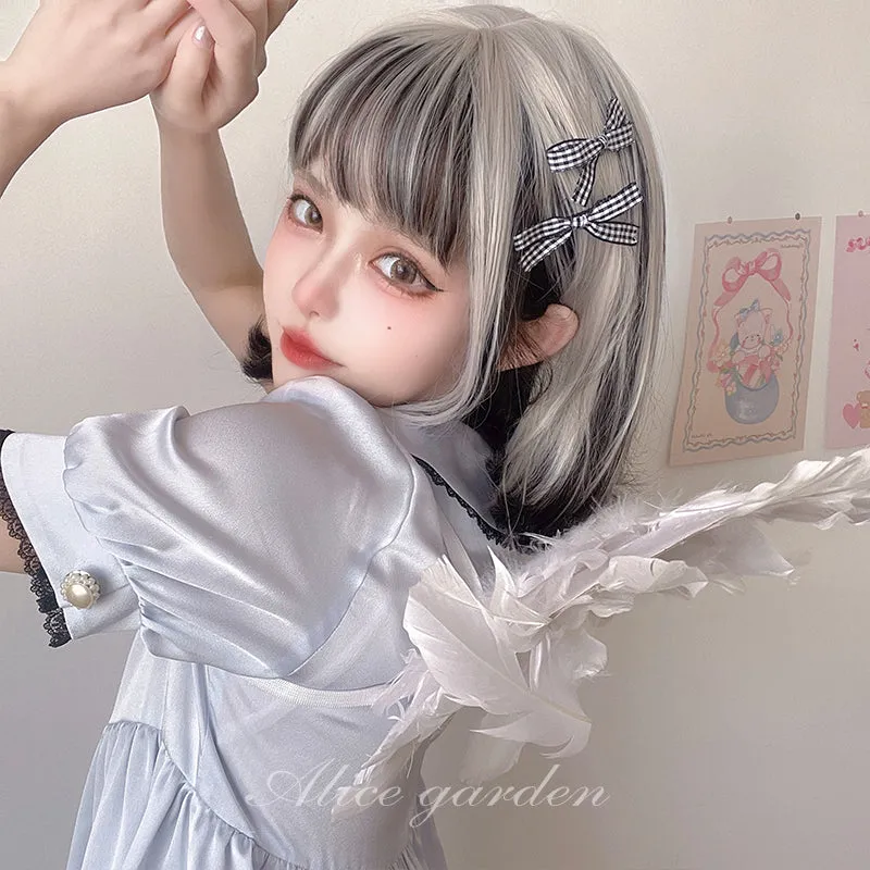 Silver & Black Harajuku Short Wig