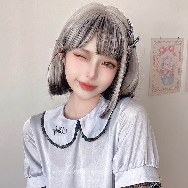Silver & Black Harajuku Short Wig