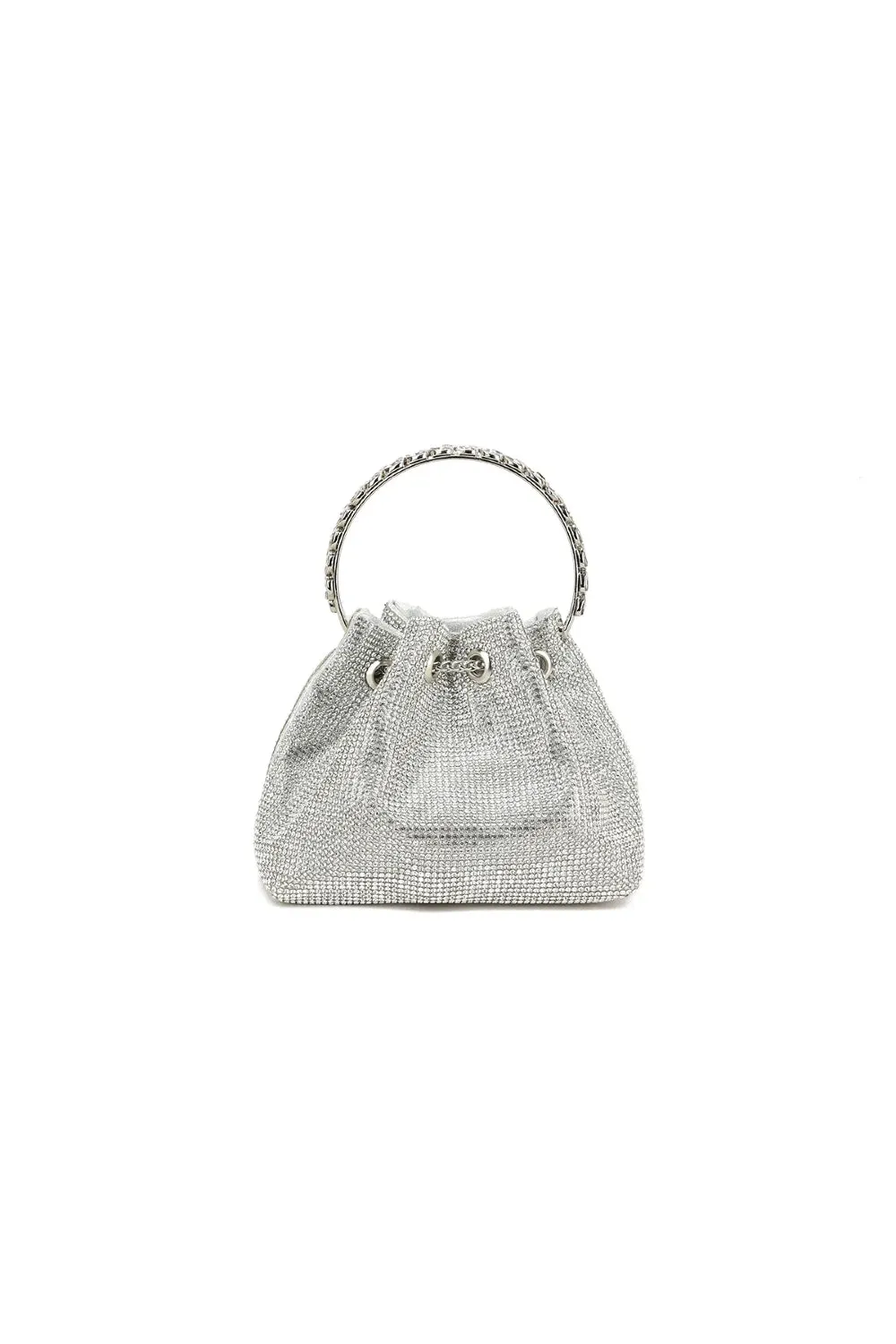 Silver Crystal Pouch Evening Bag