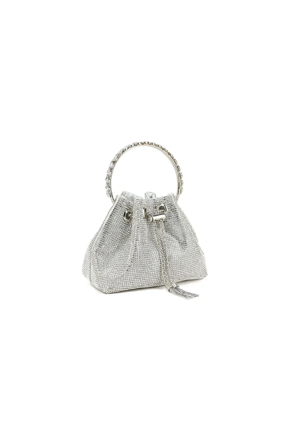 Silver Crystal Pouch Evening Bag