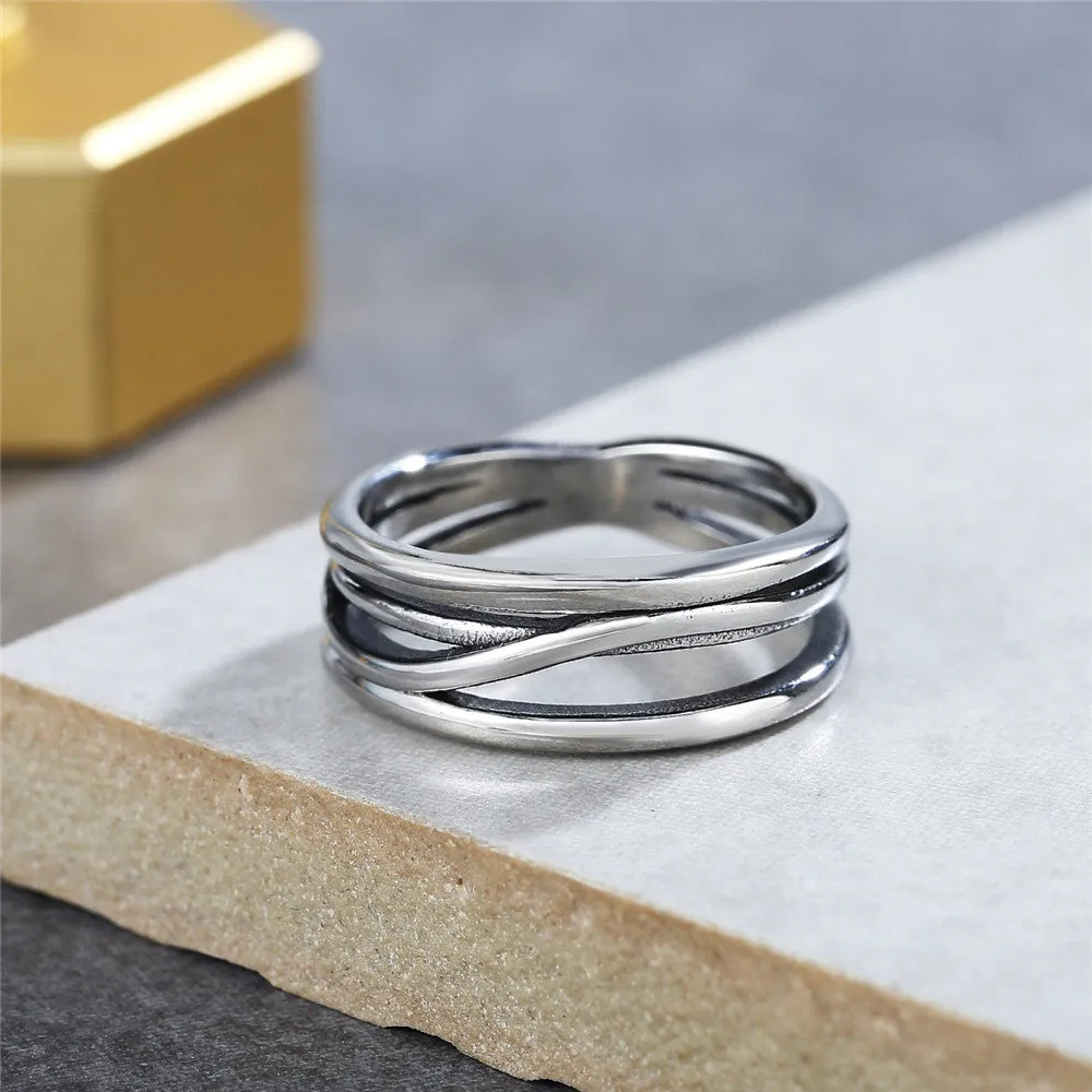 Simple Titanium Steel Ring for Women with Retro Korean Design