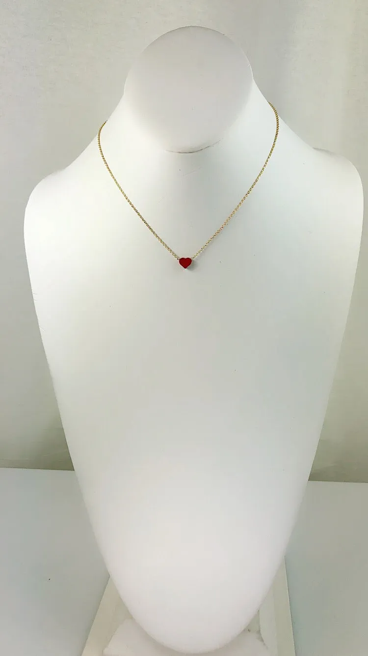Simplicity tiny RED Star / Heart mini gold Necklace