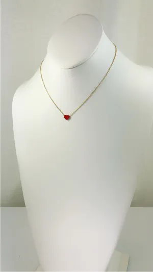 Simplicity tiny RED Star / Heart mini gold Necklace
