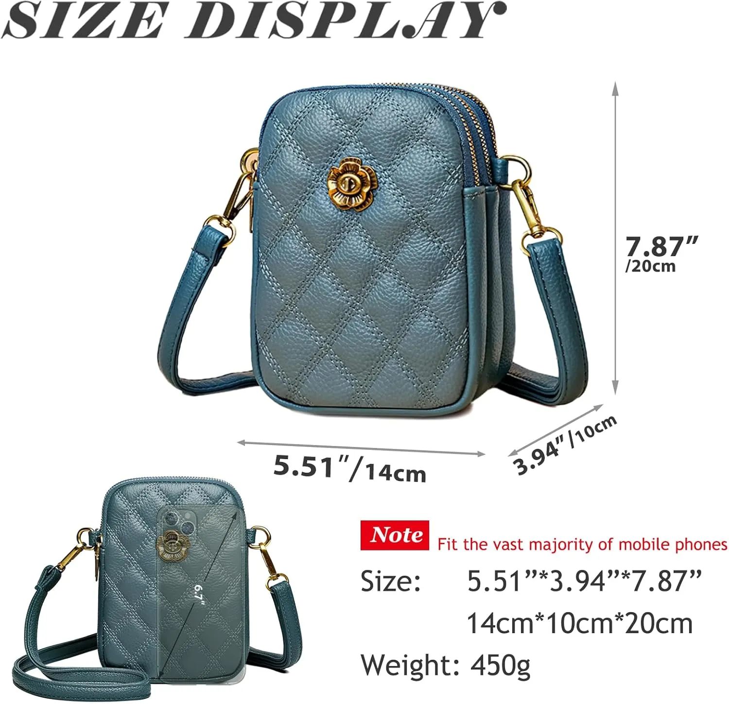 Sisadya Small Quilted Leather Crossbody Bags for Women,Floral Cell Phone Shoulder Purses for Women, Anti Theft Mini Handbags