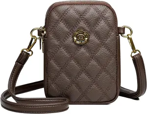 Sisadya Small Quilted Leather Crossbody Bags for Women,Floral Cell Phone Shoulder Purses for Women, Anti Theft Mini Handbags