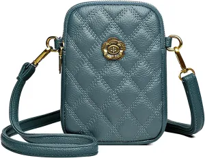 Sisadya Small Quilted Leather Crossbody Bags for Women,Floral Cell Phone Shoulder Purses for Women, Anti Theft Mini Handbags