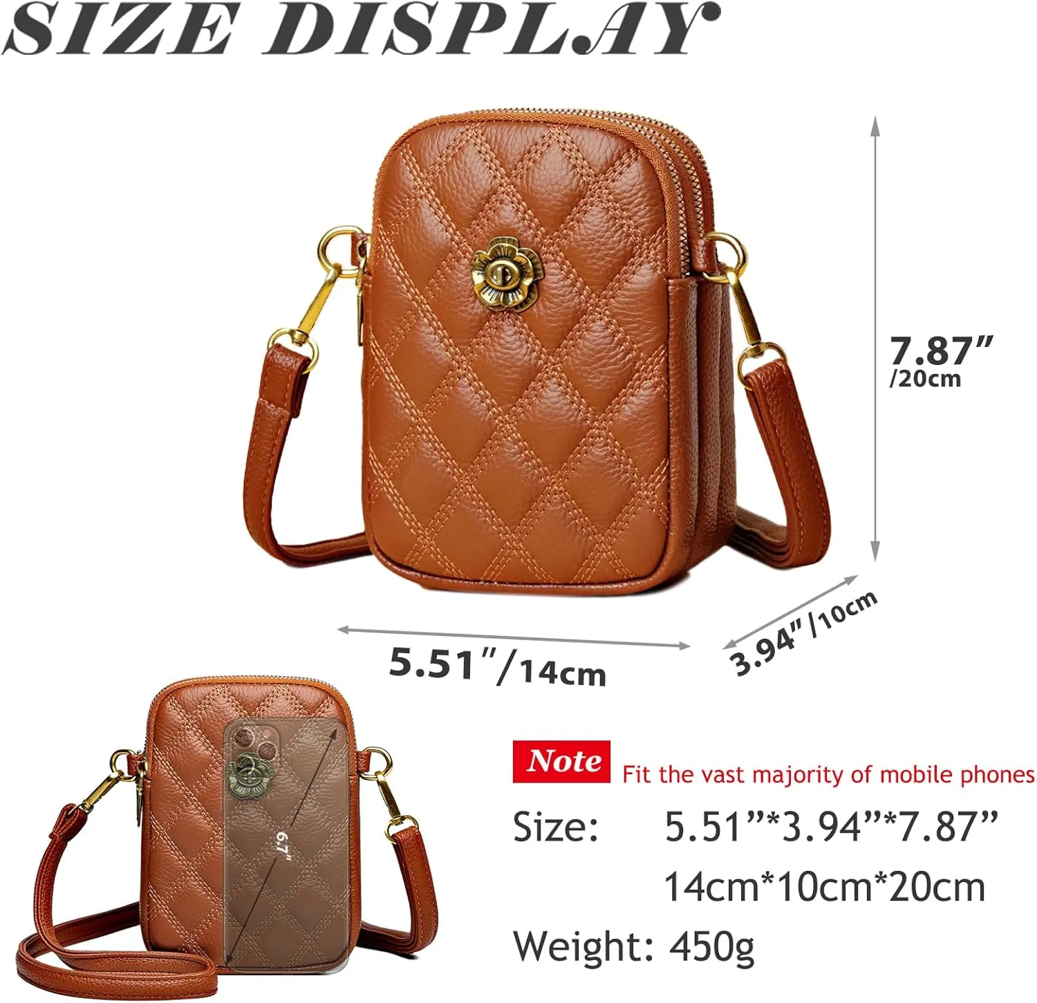 Sisadya Small Quilted Leather Crossbody Bags for Women,Floral Cell Phone Shoulder Purses for Women, Anti Theft Mini Handbags