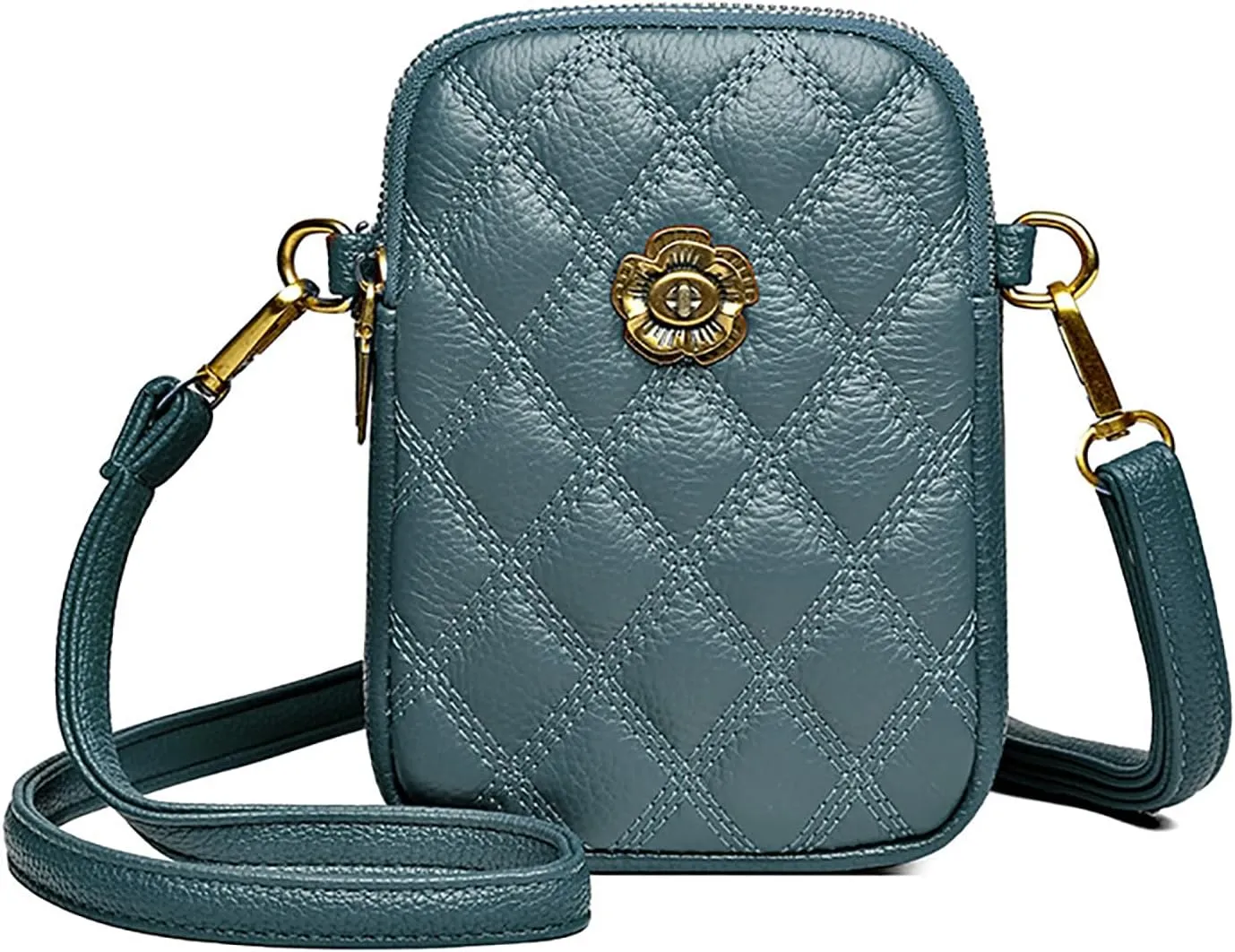 Sisadya Small Quilted Leather Crossbody Bags for Women,Floral Cell Phone Shoulder Purses for Women, Anti Theft Mini Handbags