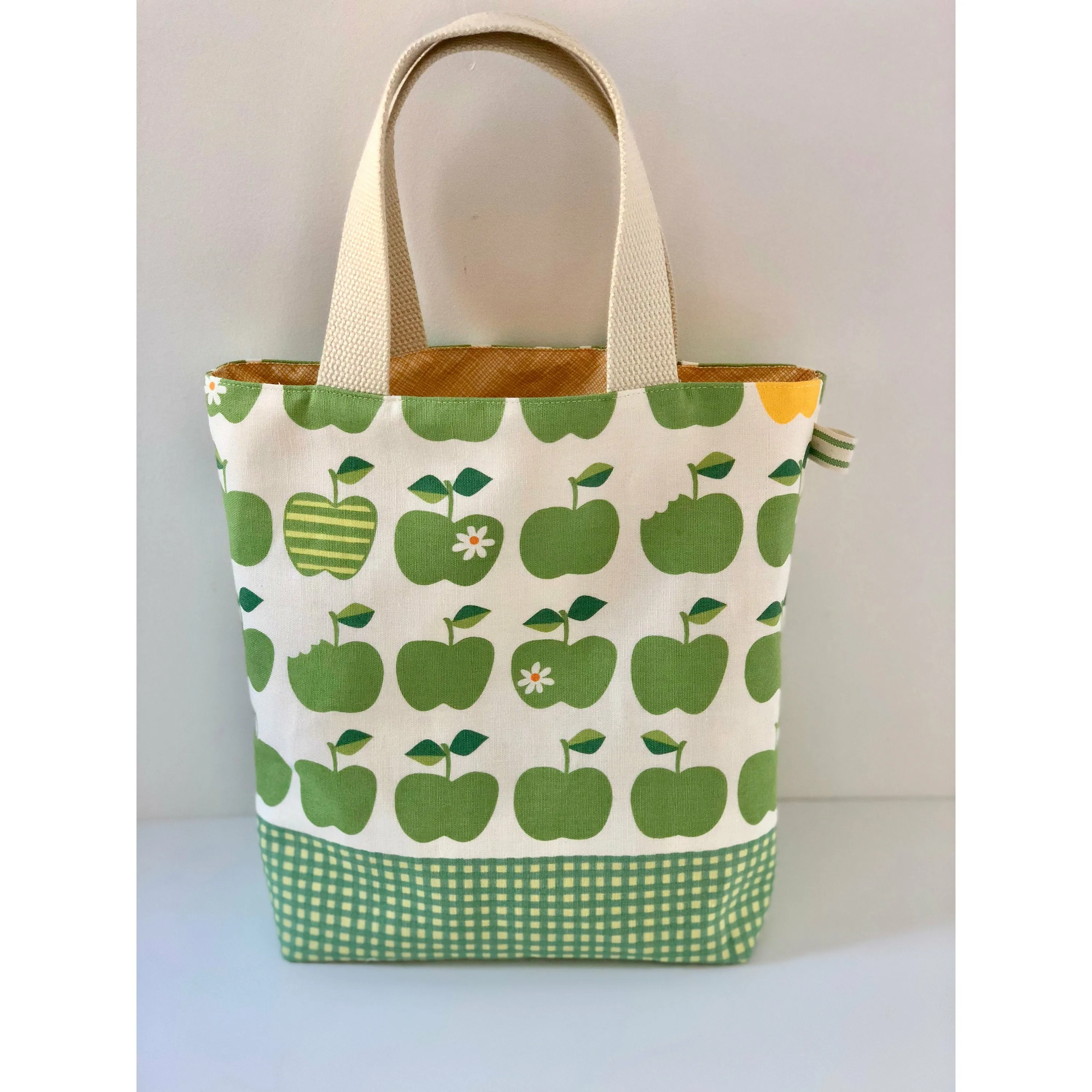 Small,  handmade, fully lined tote bag with high end designer Japanese fabric and convenient glasses storage loop-THE RUTHIE
