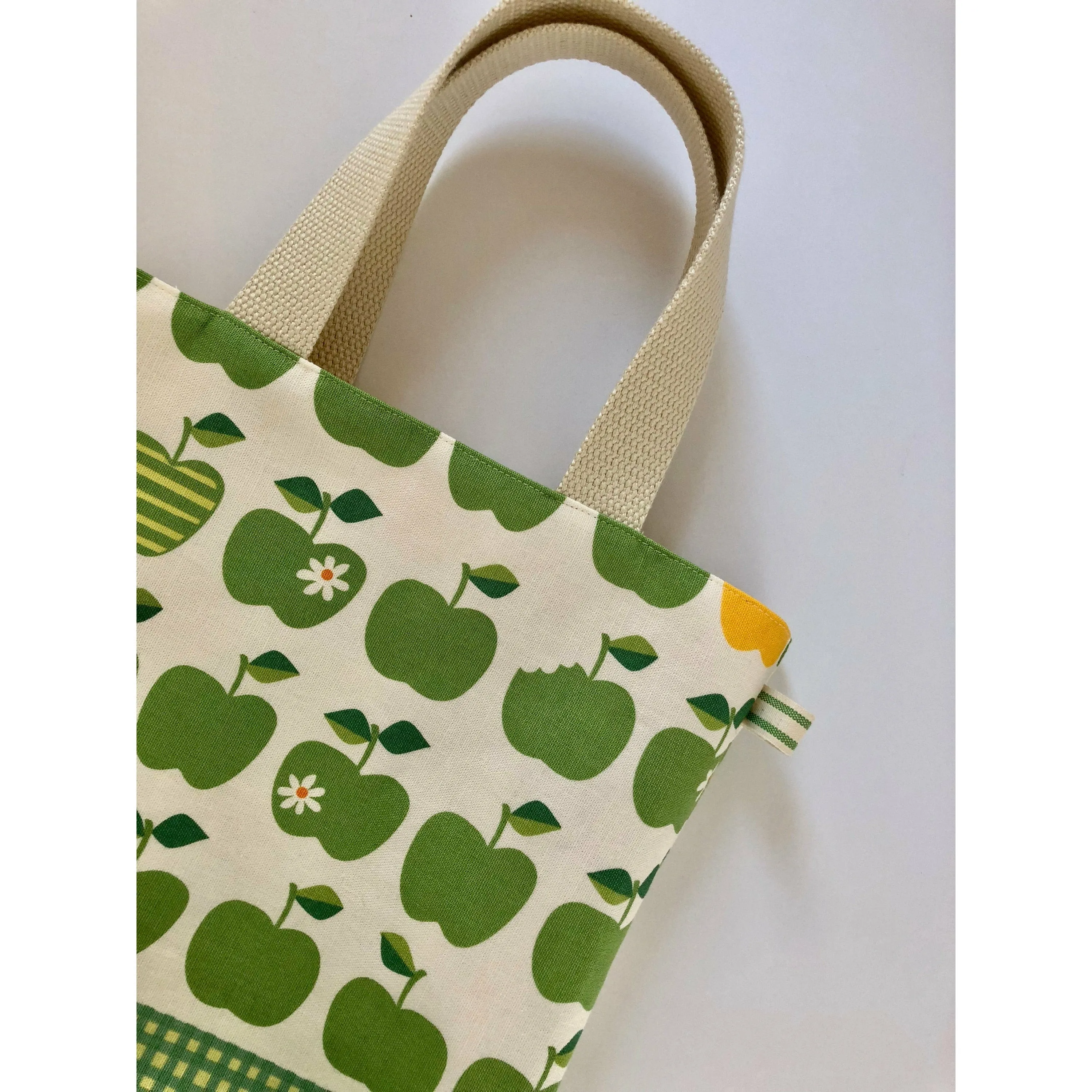 Small,  handmade, fully lined tote bag with high end designer Japanese fabric and convenient glasses storage loop-THE RUTHIE