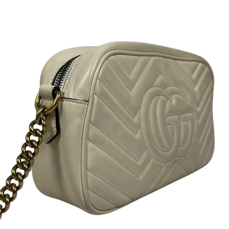 Small Marmont Leather Camera Cream GHW