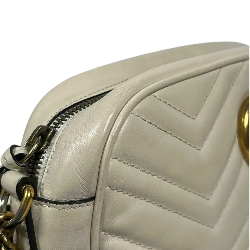 Small Marmont Leather Camera Cream GHW
