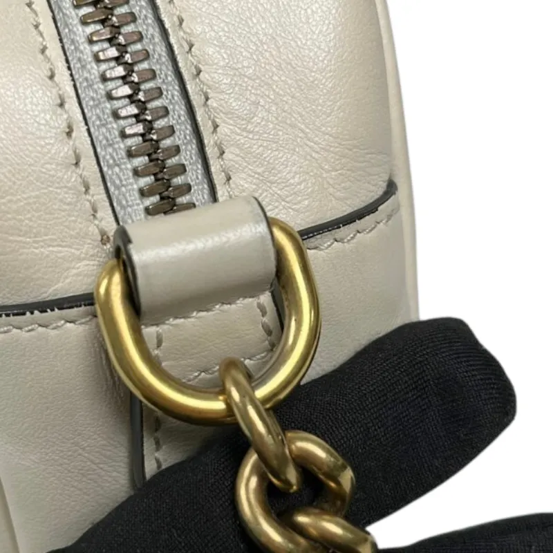 Small Marmont Leather Camera Cream GHW