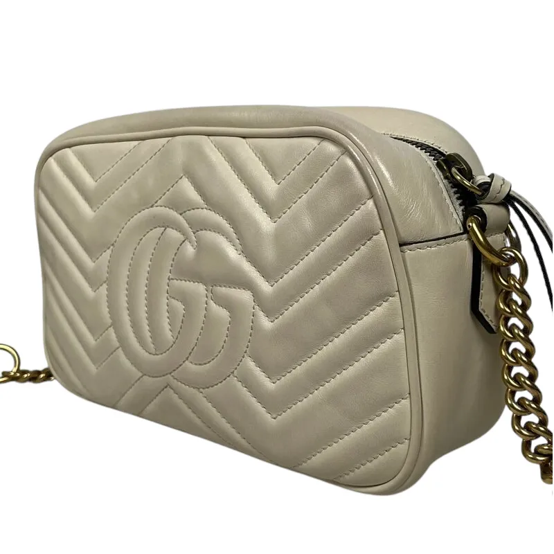 Small Marmont Leather Camera Cream GHW