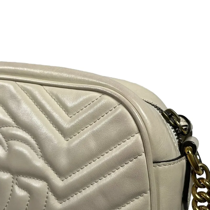 Small Marmont Leather Camera Cream GHW