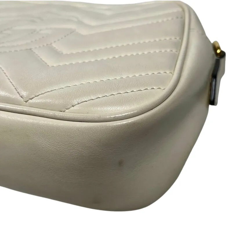 Small Marmont Leather Camera Cream GHW