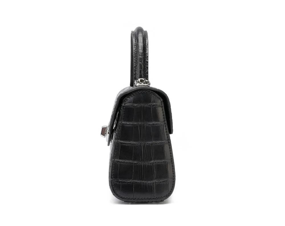 Small Matt Genuine Crocodile Leather Top Handle Bags