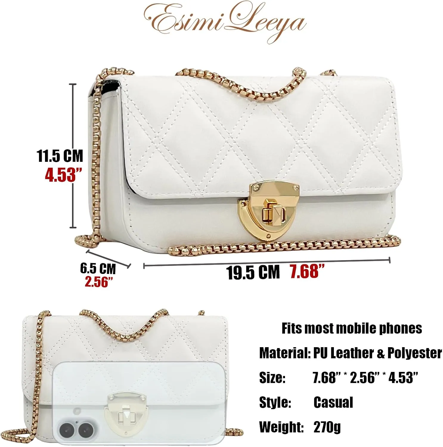 Small Mini Handbags for Women with Golden Chain Cross Body Purses for Women