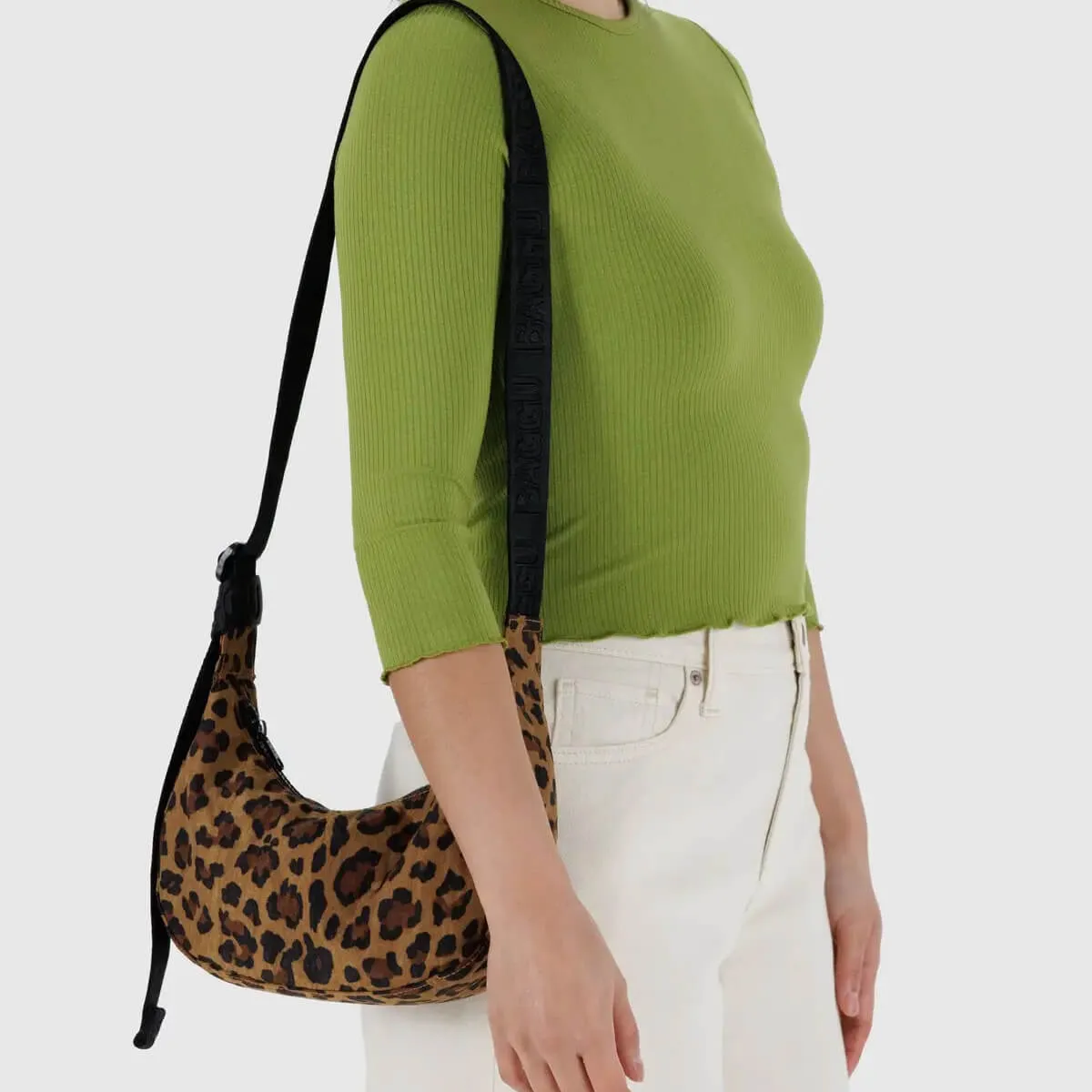 Small Nylon Crescent Bag in Leopard by Baggu