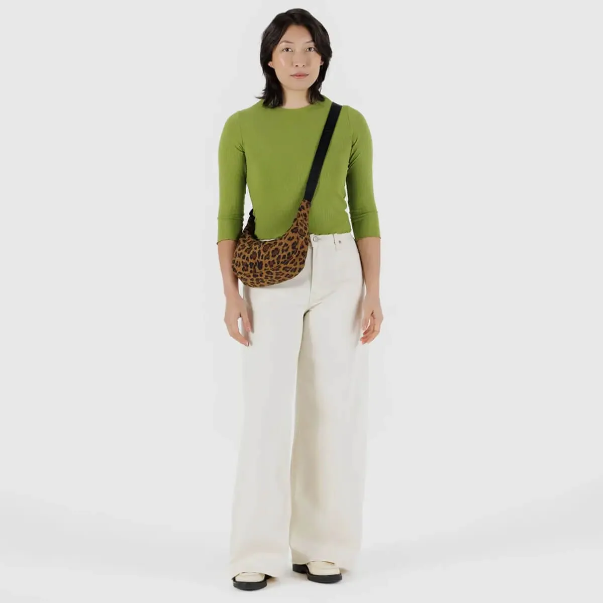 Small Nylon Crescent Bag in Leopard by Baggu