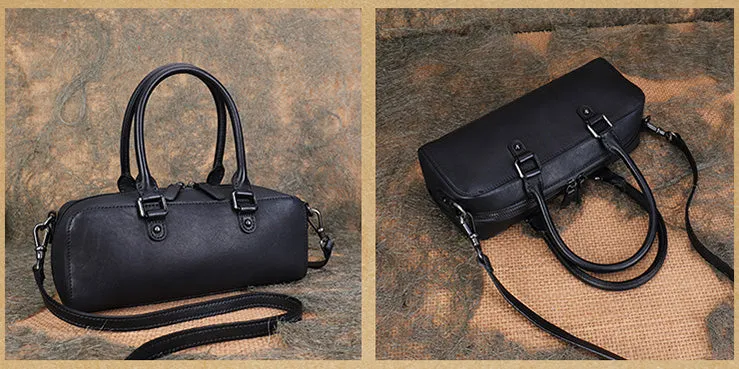 Small Womens Black Shoulder Handbag Genuine Leather Crossbody Bags