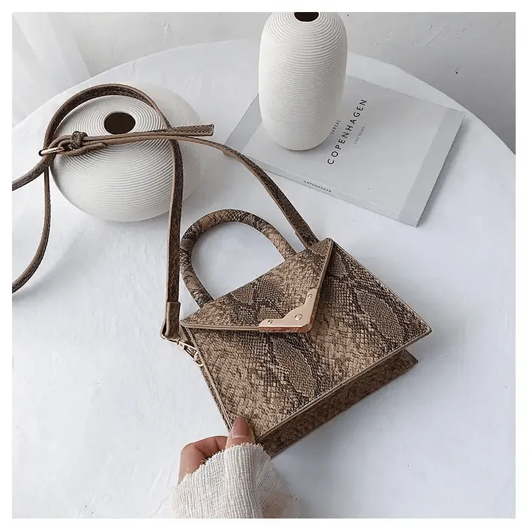 Snake Skin Square Bag: Luxury Snakeskin Shoulder Bag with Adjust. Strap