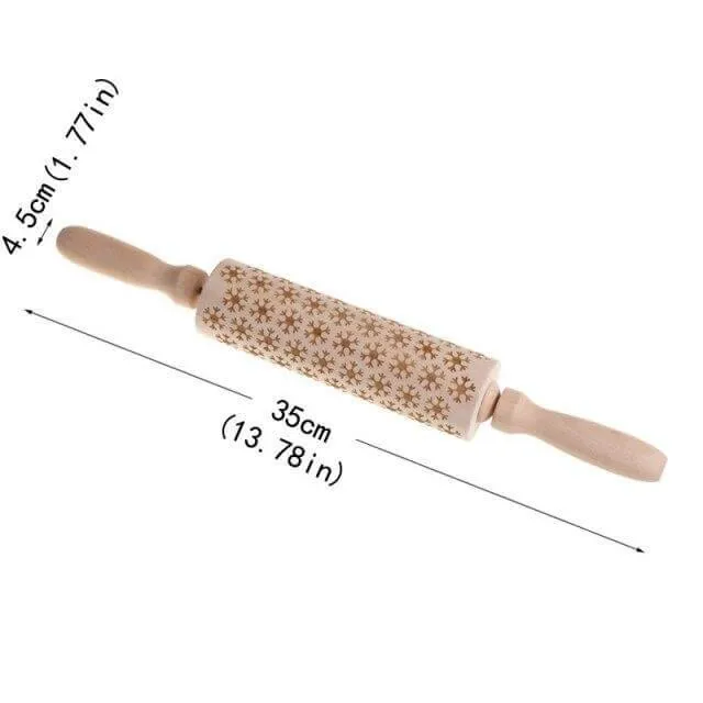 Snowflake Wooden Baking Cookies Roller