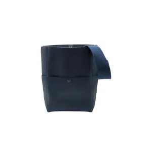 Soft Grained Calfskin Sangle Bucket Bag Blue