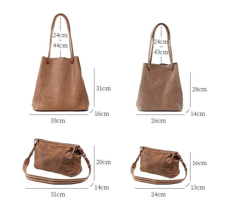 Soft Leather Bucket Bag for Women | Genuine Leather Crossbody laptop Bag | Large Tote Bag