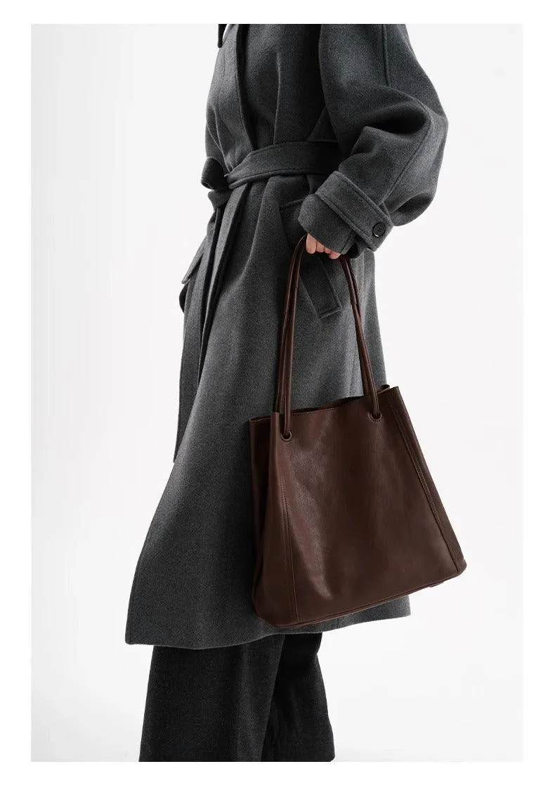 Soft Leather Bucket Bag for Women | Genuine Leather Crossbody laptop Bag | Large Tote Bag