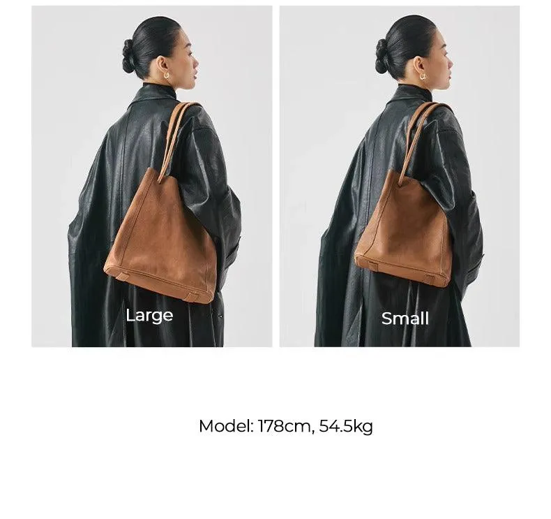 Soft Leather Bucket Bag for Women | Genuine Leather Crossbody laptop Bag | Large Tote Bag