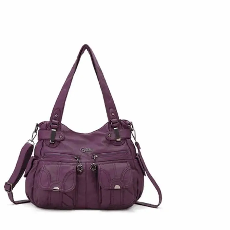 Soft Leather Crossbody Bag for Women - Zipper Pocket Casual Tote