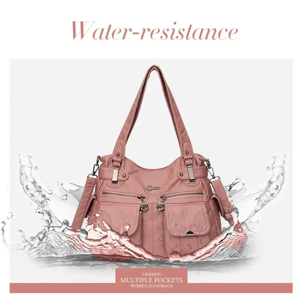 Soft Leather Crossbody Bag for Women - Zipper Pocket Casual Tote