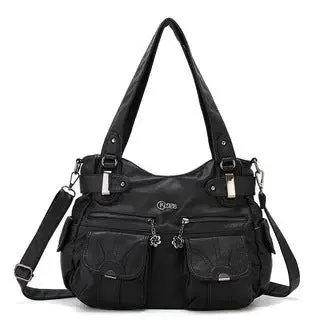 Soft Leather Crossbody Bag for Women - Zipper Pocket Casual Tote