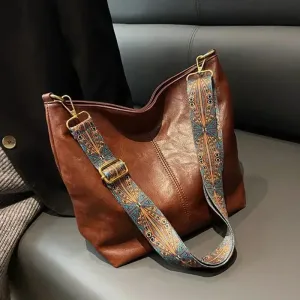 Spring Bag Ideas: Classic Leather Crossbody Bag with Fashion Wide Strap