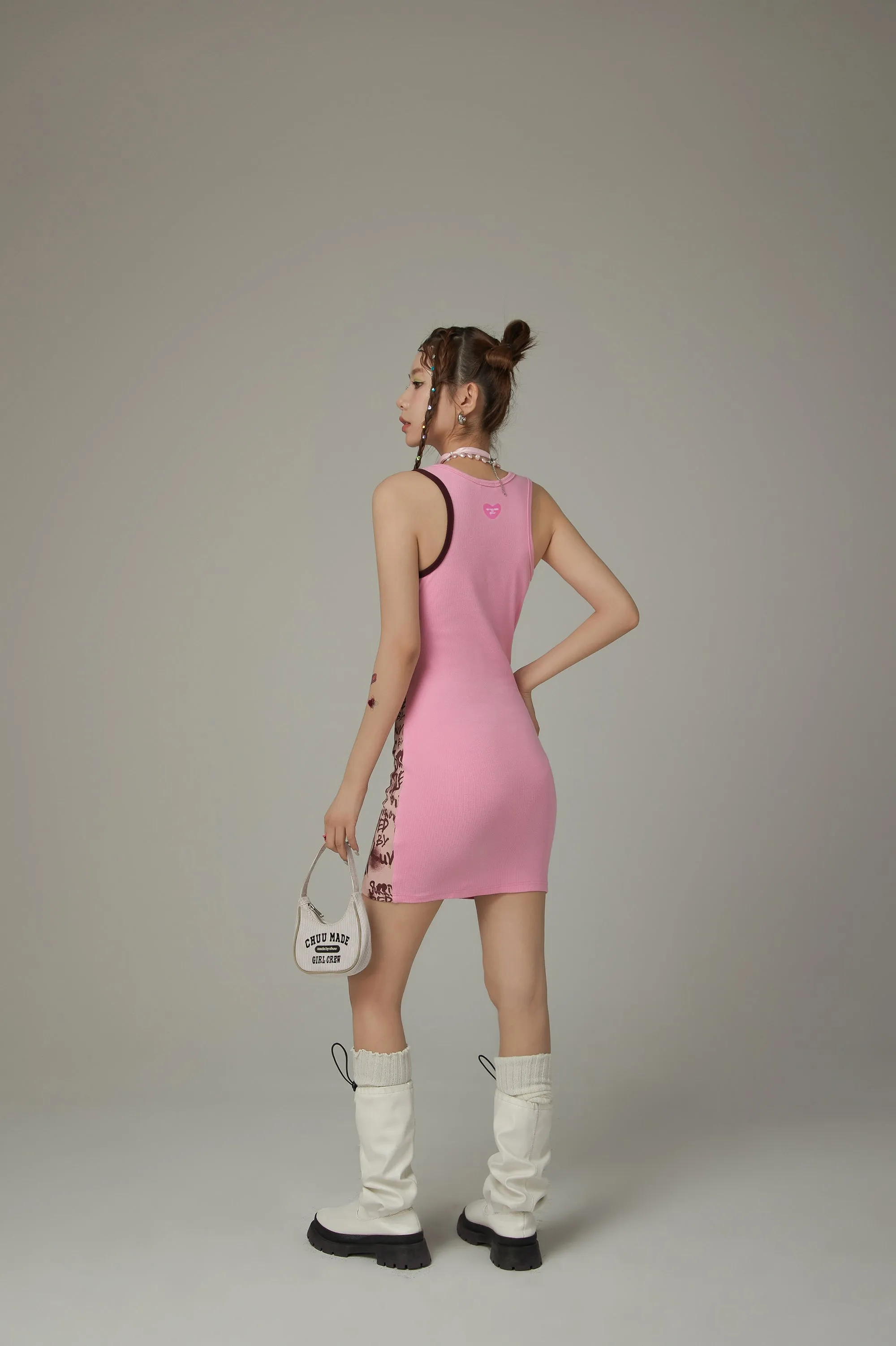 Square Color Combination Sleeveless Mini Dress