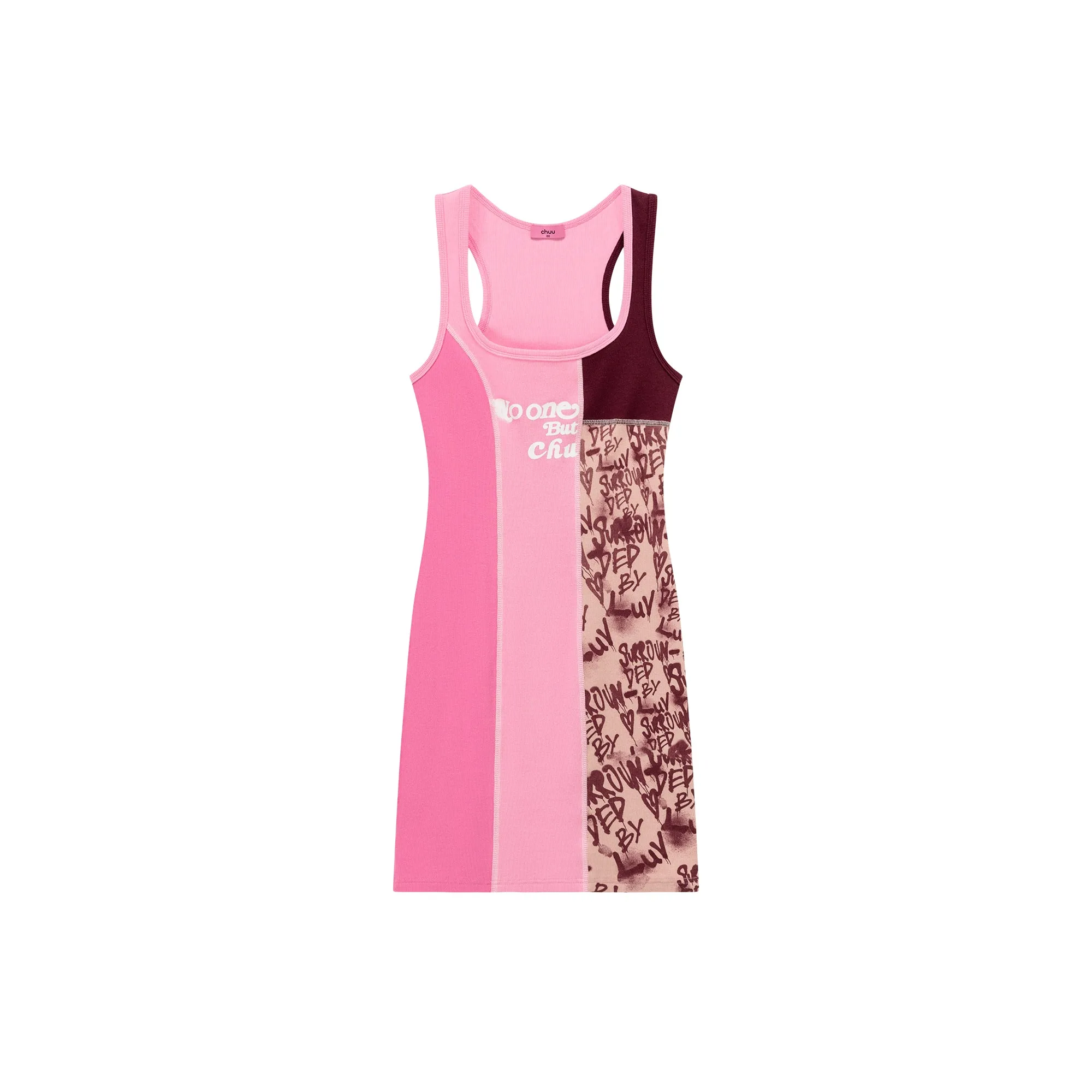 Square Color Combination Sleeveless Mini Dress