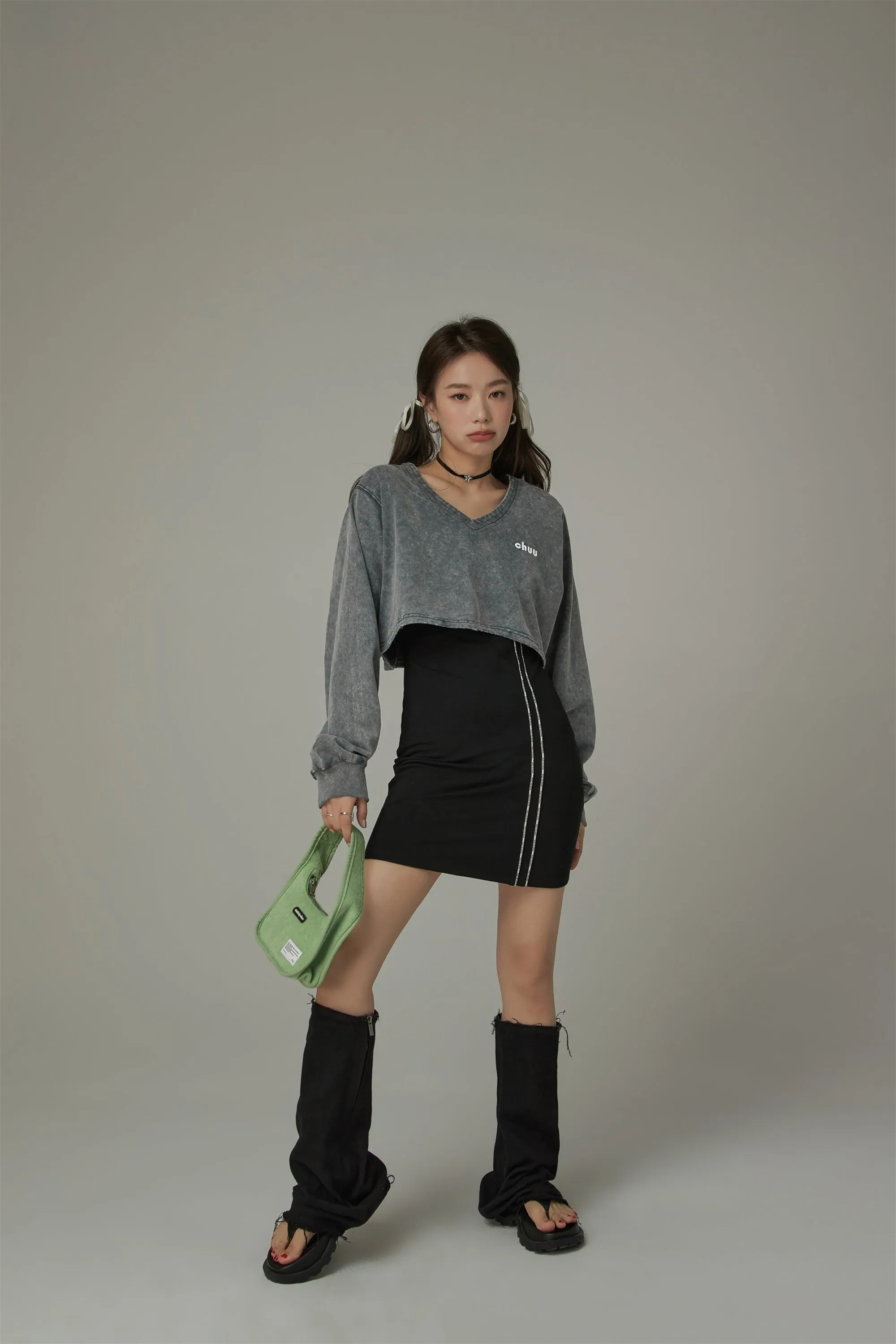 Square Neck Line Point Mini Dress