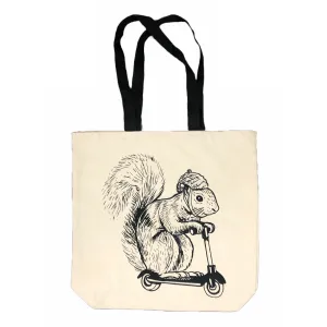 Squirrel On A Bird Tote Bag - Nylon Black Handles